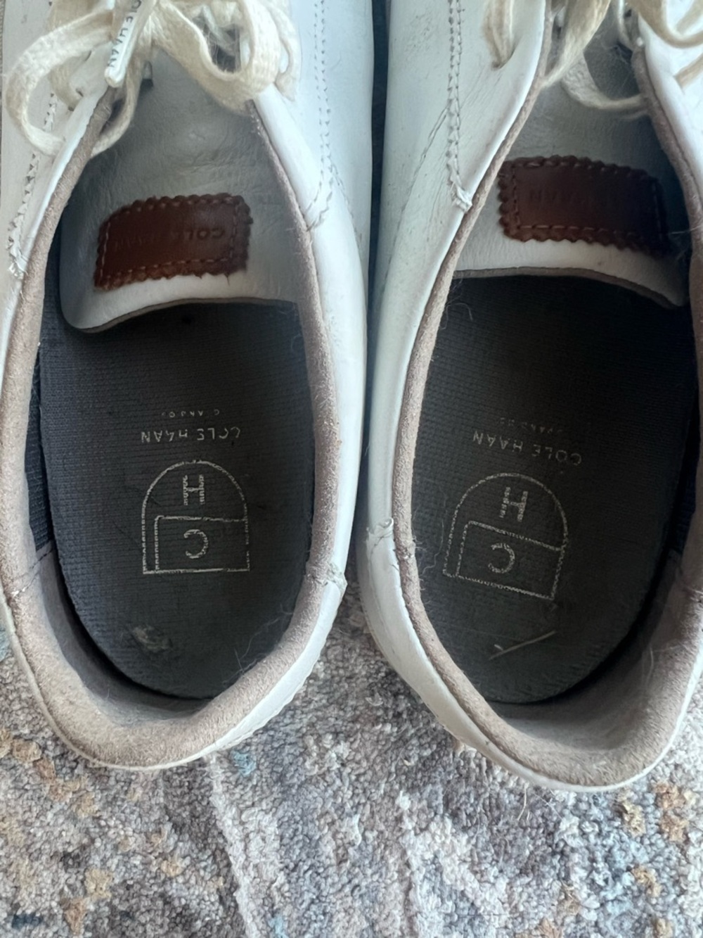 Well Worn White Leather Lace-Up Sneakers - Picture 3 of 5